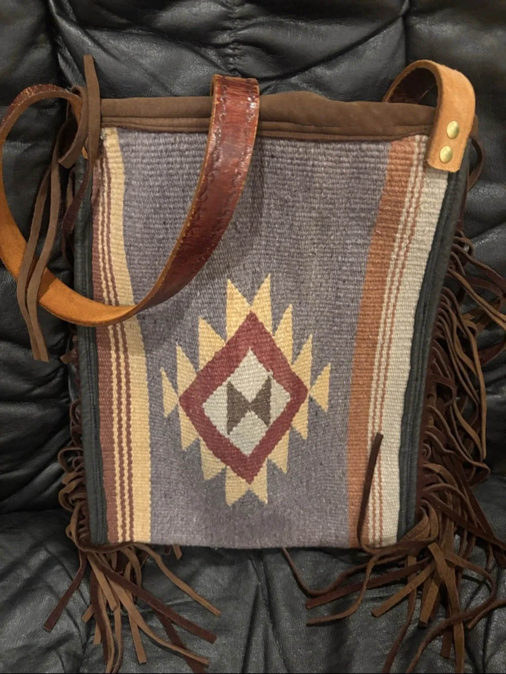 Boho Fringe Shoulder Bag in Brown and Tan - Picture 4 of 4